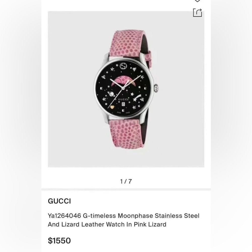 Gucci YA1264046 G-Timeless Black Moonphase Dial Ladies Watch NIB 37MM - Picture 6 of 6